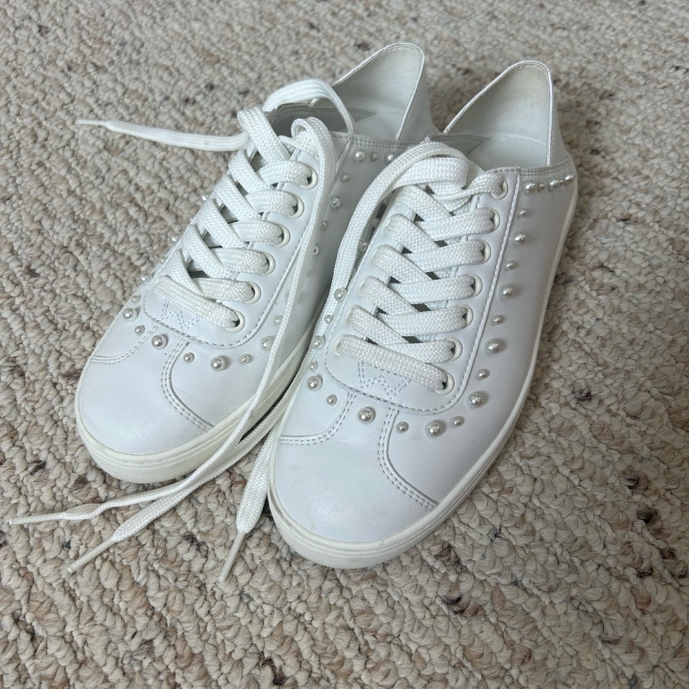 Stuart Weitzman Super Stud White Sneakers